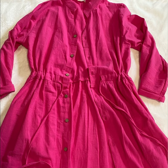 ❤️Linen Maxi Duster/Dress long button up/down Flowy XL/1x 14,16,18,20 Blue - Picture 4 of 7